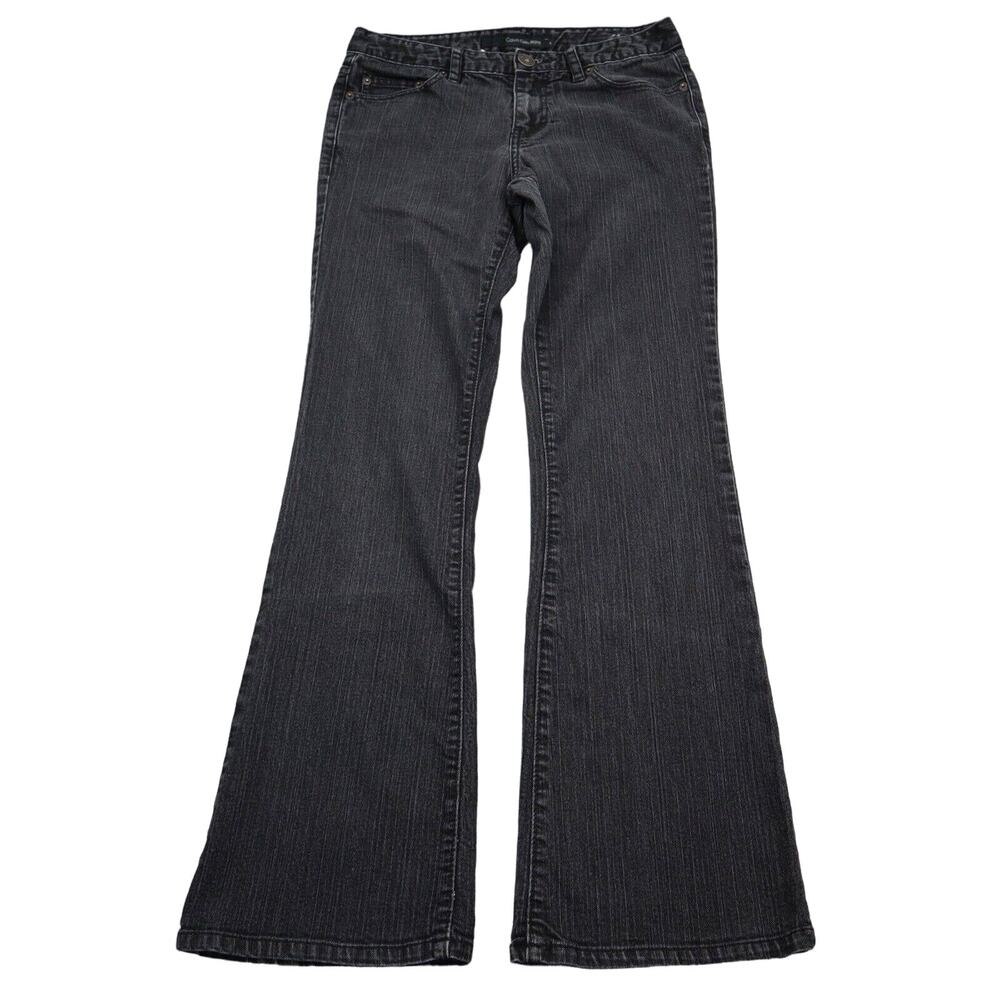 Calvin Klein Pants Womens 4 Black Mid Rise Flare Leg Casual Denim Jeans